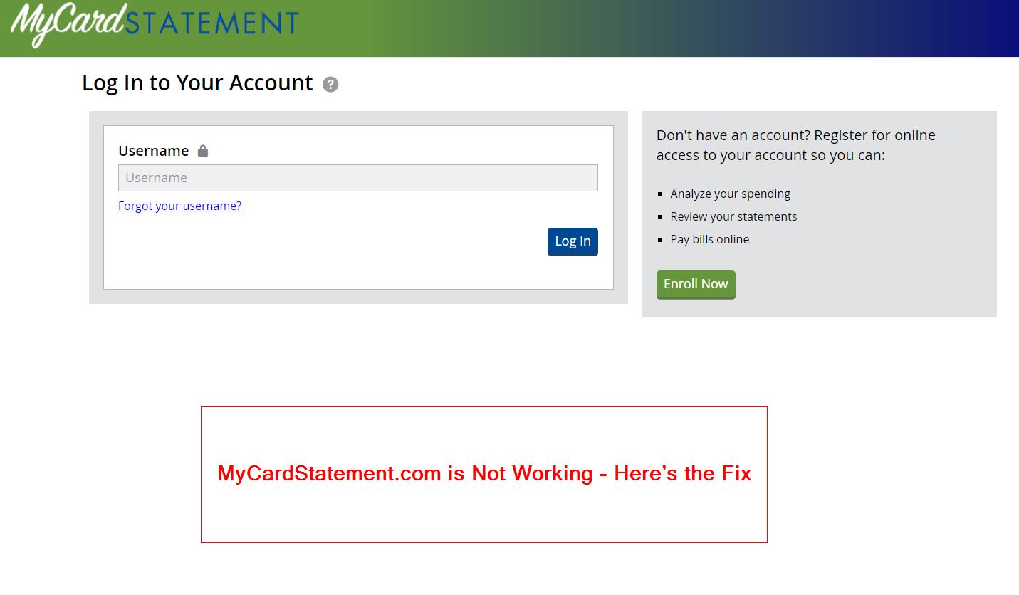 MyCardStatement.com is Not Working